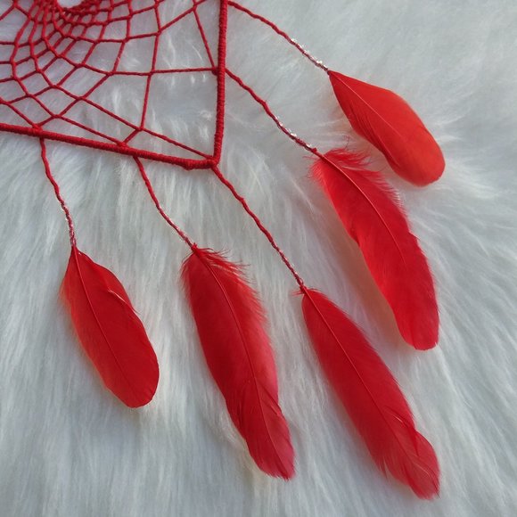 Handmade Shabby Chic Red Heart Shaped Dreamcatcher - Picture 3 of 8